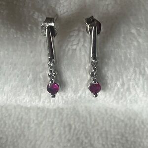White gold ruby earrings